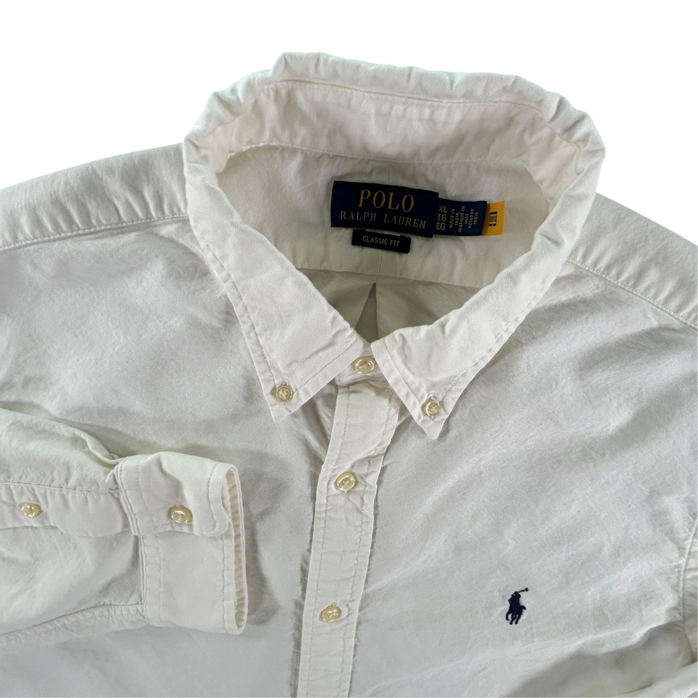 Polo Ralph Lauren Mens XL Classic Fit Off White Cotton Button Down Long Sleeve